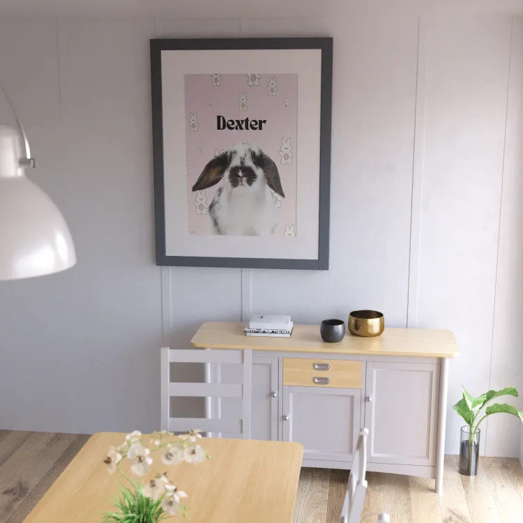 Portrait lapin personnalisé fond lapin