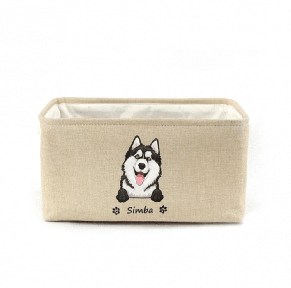 sac à jouet chien personnalisé beige