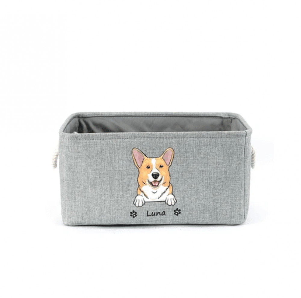 sac à jouet chien personnalisé gris