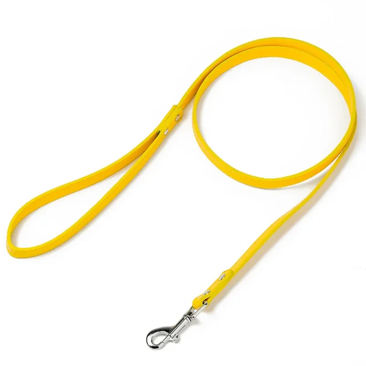 Laisse en cuir pour chien jaune